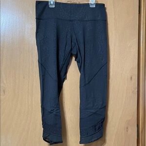 lululemon athletica Black Capri Leggings with Subtle Textured Panels